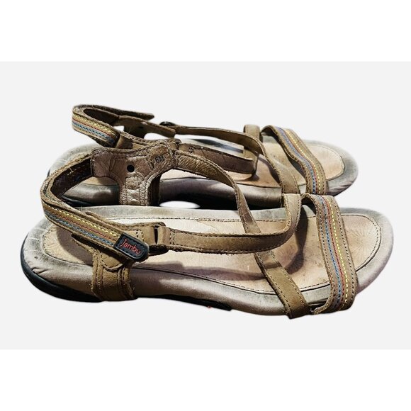 Jambu Terra Fusion Dune Sandals Womens 6M Design Tan Mary Jane Comfort‎ Stripy - Picture 1 of 8